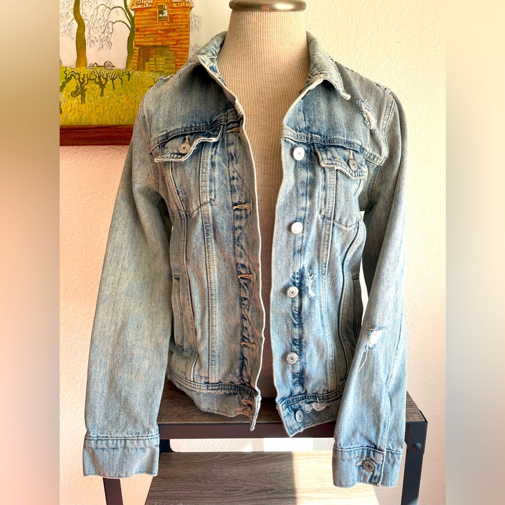 Distressed Denim Jacket Small